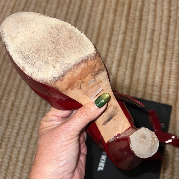 Sonia Rykiel red parent leather platform heels sandals 38 - Picture 9 of 11